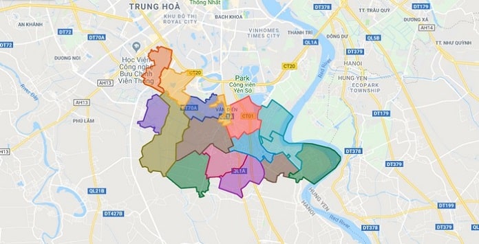 Bản đồ quy hoạch huyện Thanh Trì mới nhất 2021