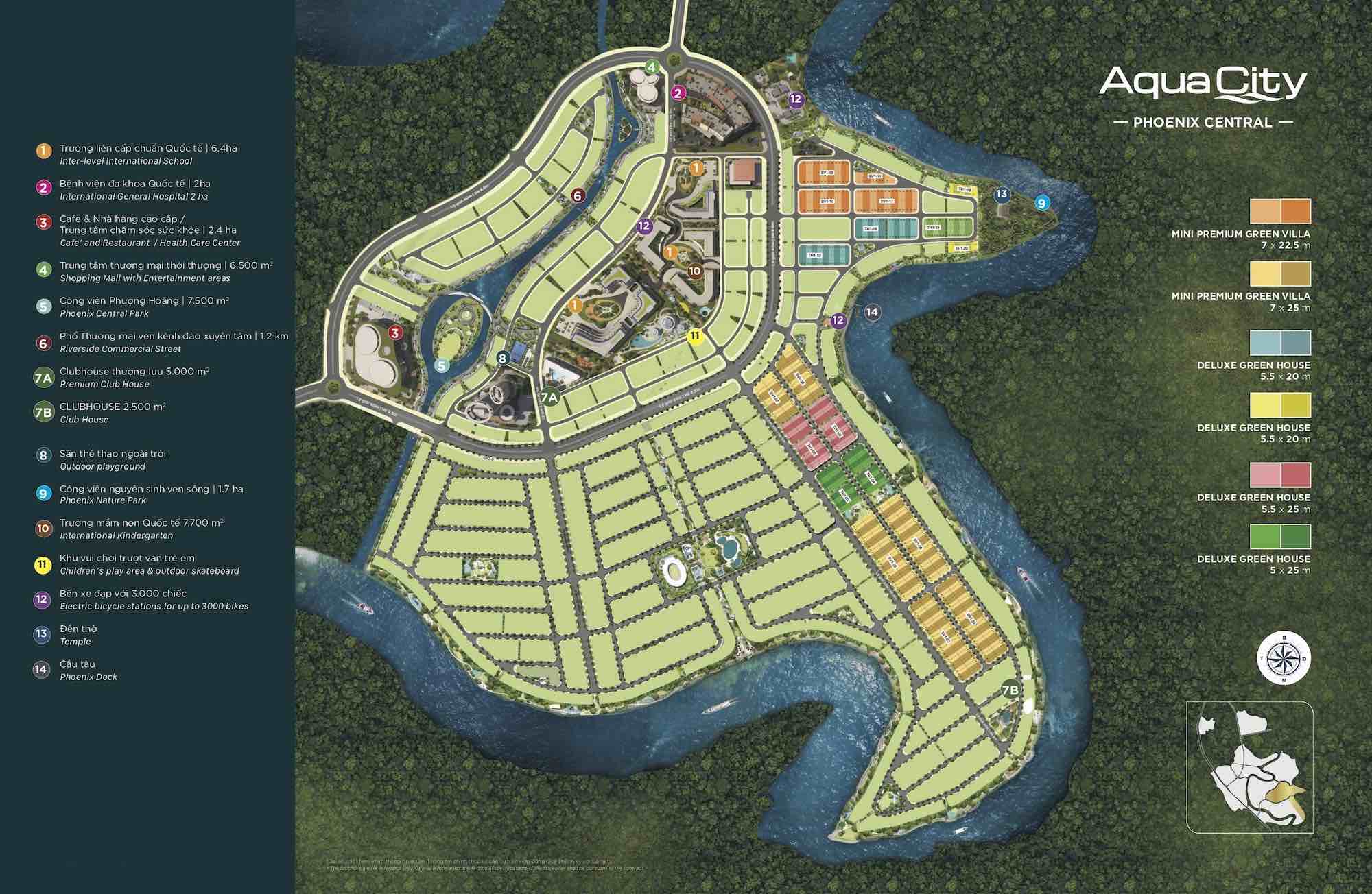 Mặt bằng tổng quát phân khu Phoenix Central Aqua City