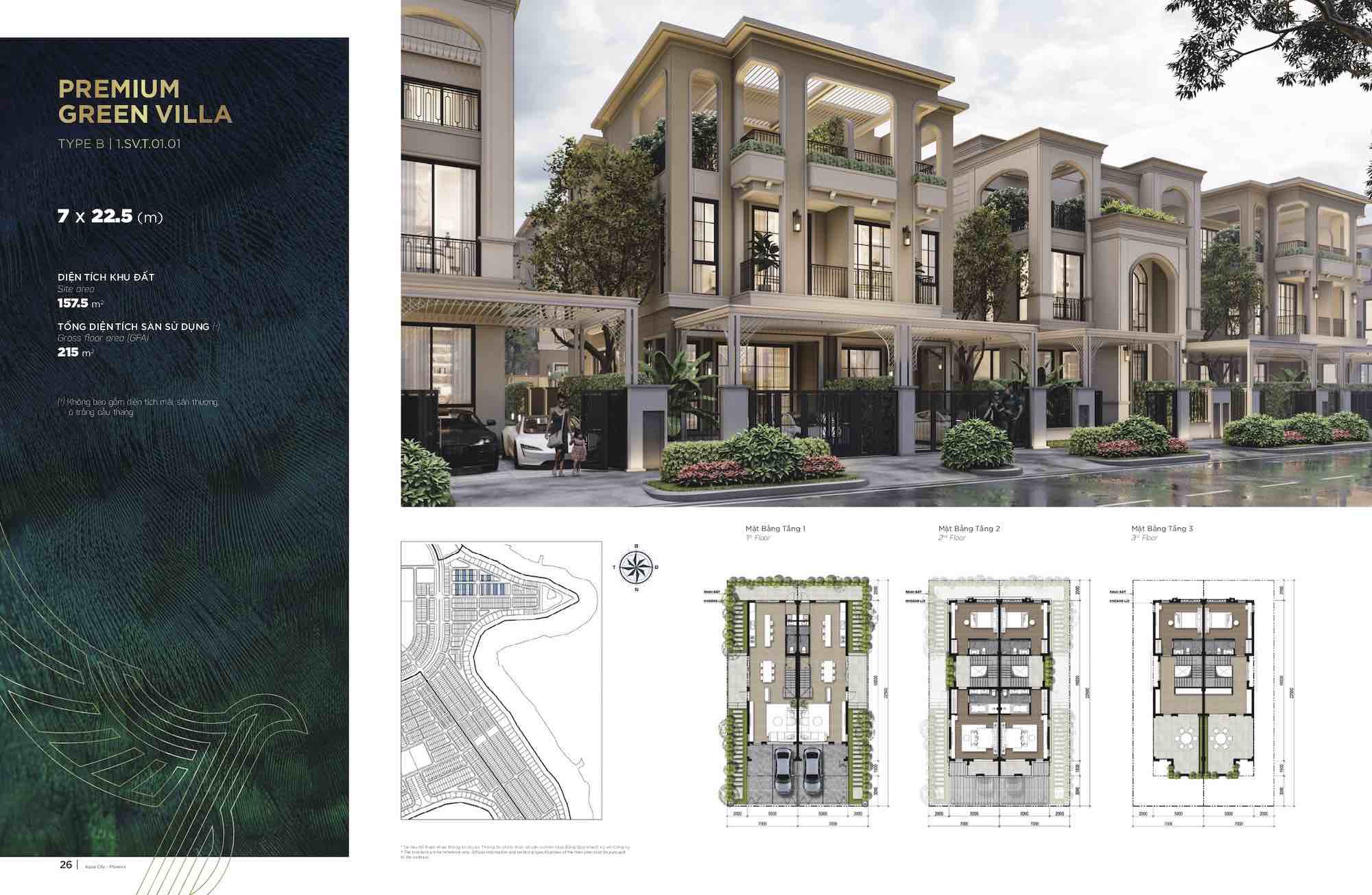 Thiết kế chi tiết nhà phố biệt thự Phoenix Central Aqua city