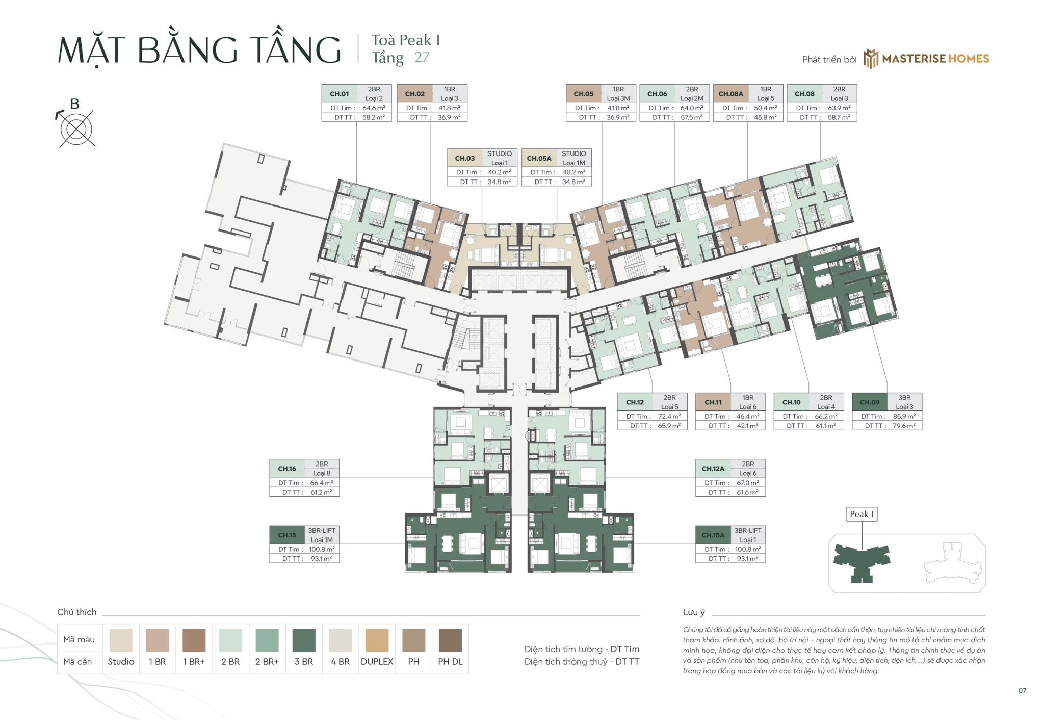 Mặt bằng tầng 27 Masterise Thanh Đa Penisula