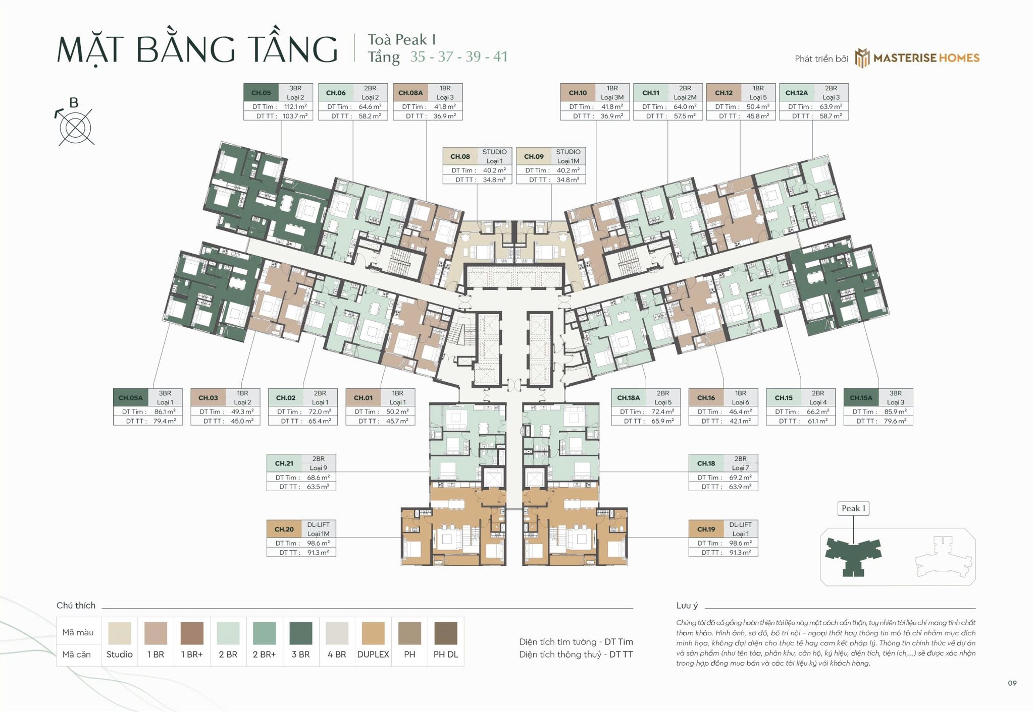 Mặt bằng tầng 35-37-39-41 Masterise Thanh Đa Penisula