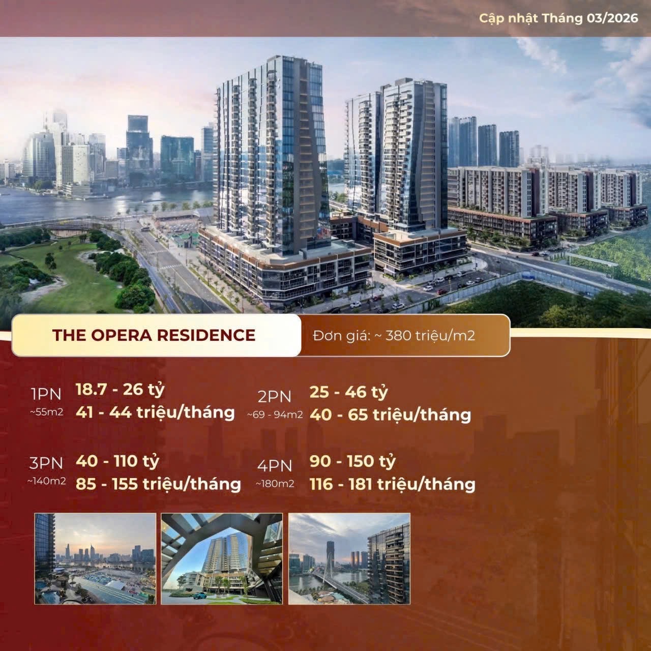 Giá bán cho thuê căn hộ Opera Thủ Thiêm