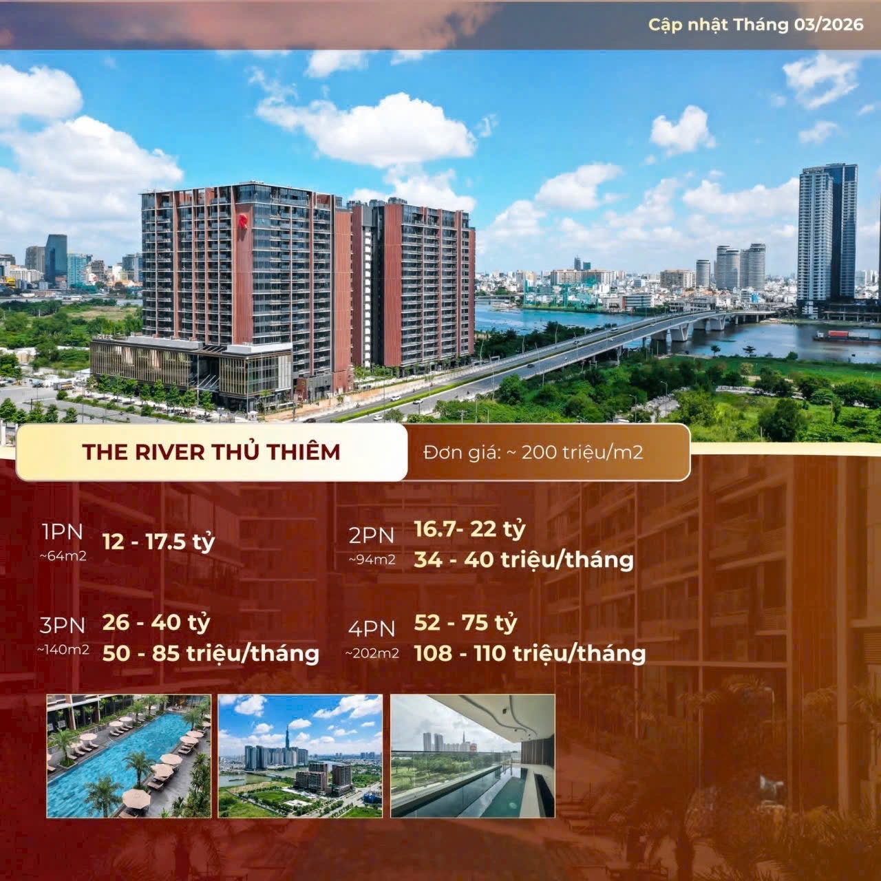 Giá bán cho thuê căn hộ The River Thủ Thiêm