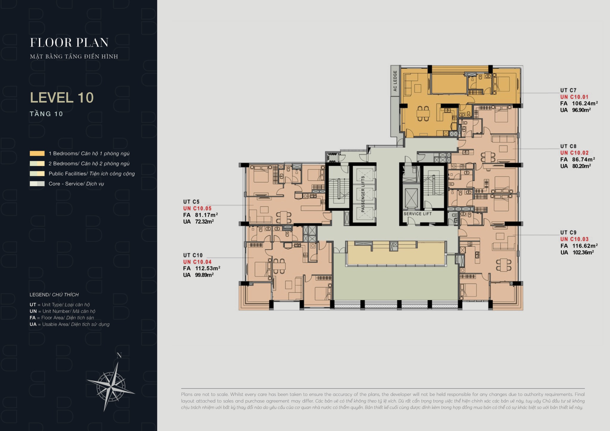Mặt bằng tầng 10 căn hộ The Berkley Thảo Điền