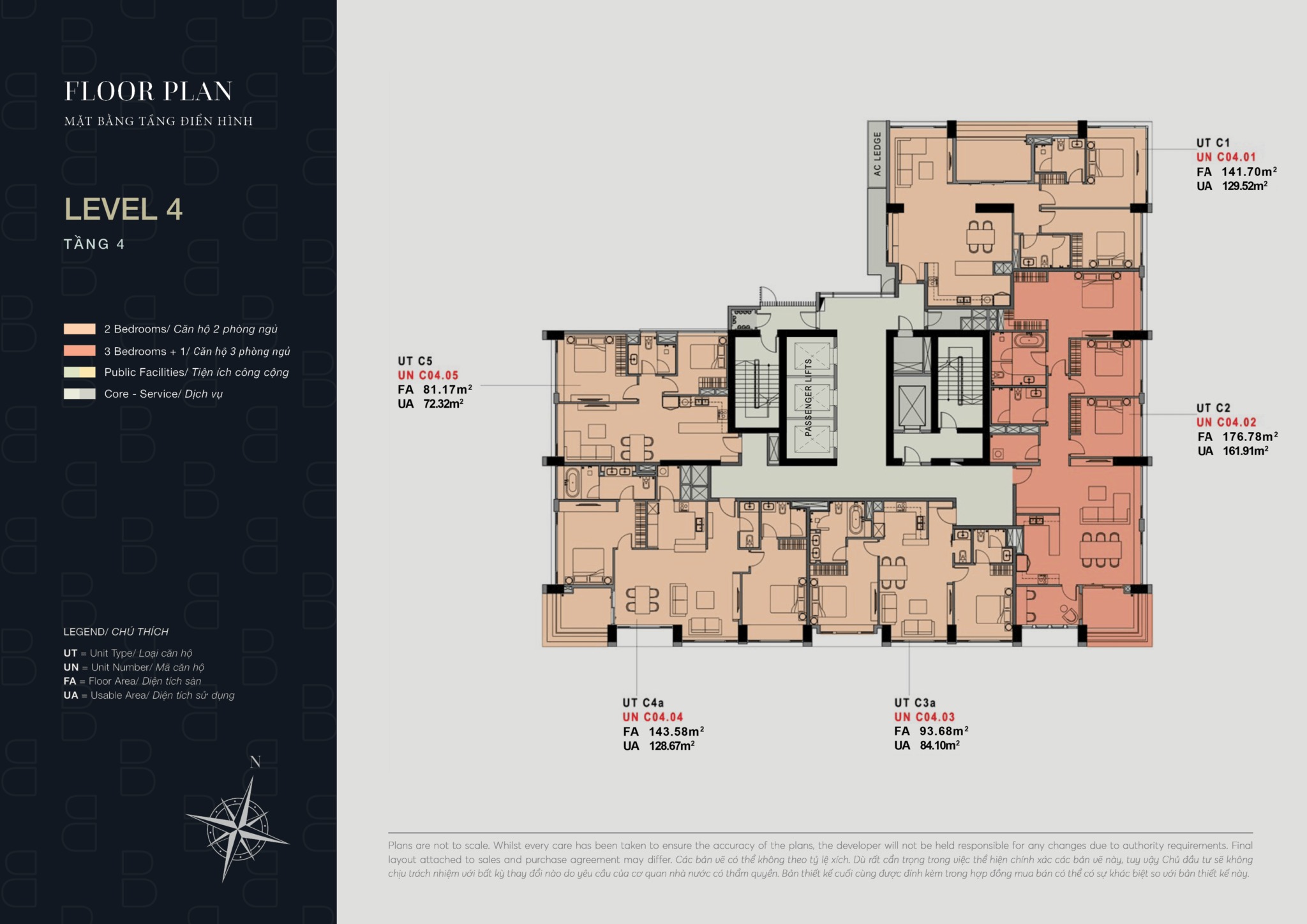 Mặt bằng tầng 4 căn hộ The Berkley Thảo Điền