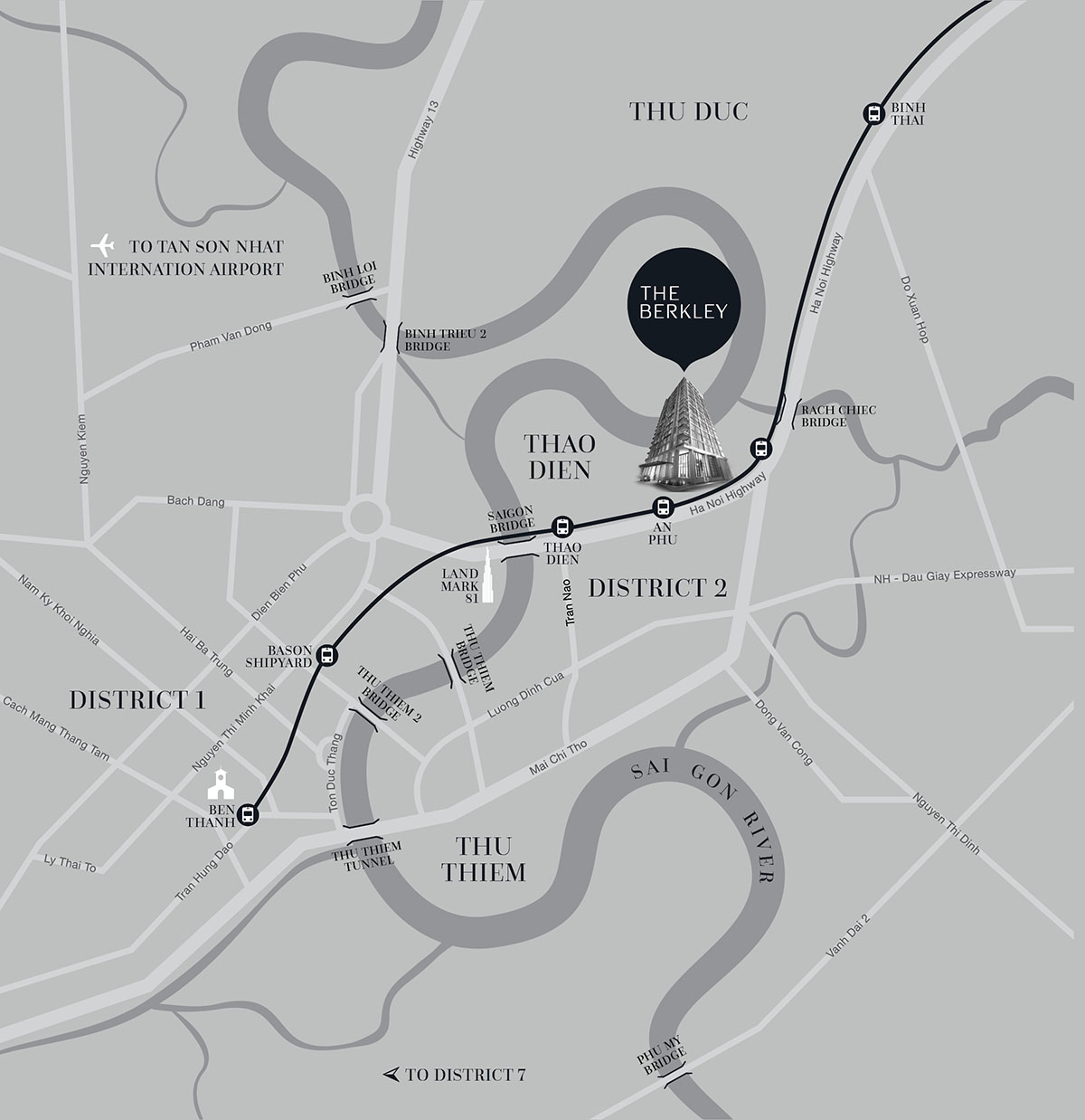 Vị trí dự án dự án The Berkley Thảo Điền Quận 2 Sơn Kim Land