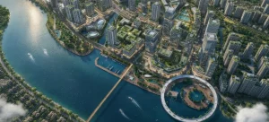 Bán đảo Thủ Thiêm nhìn từ trên cao – khu vực dự án của Sun Group (ảnh minh họa)
