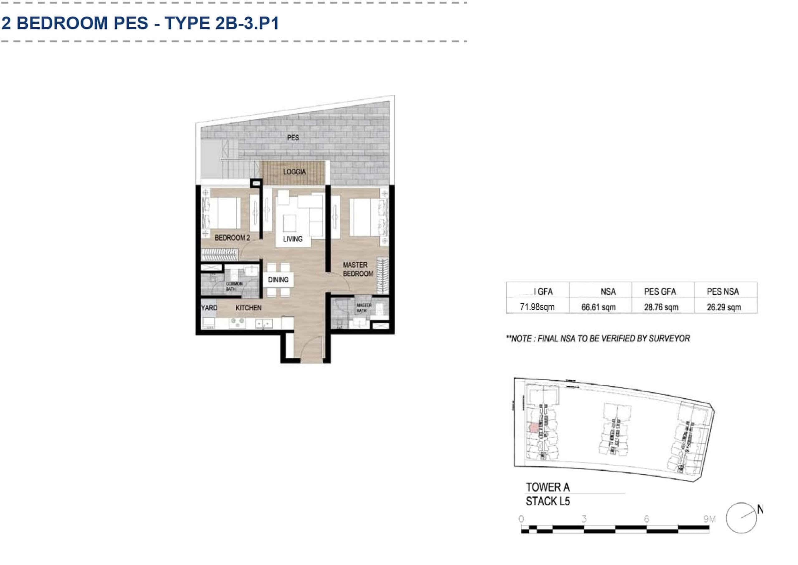 Layout căn 2 phòng ngủ sân vườn The Galleria Metropole phương án 2