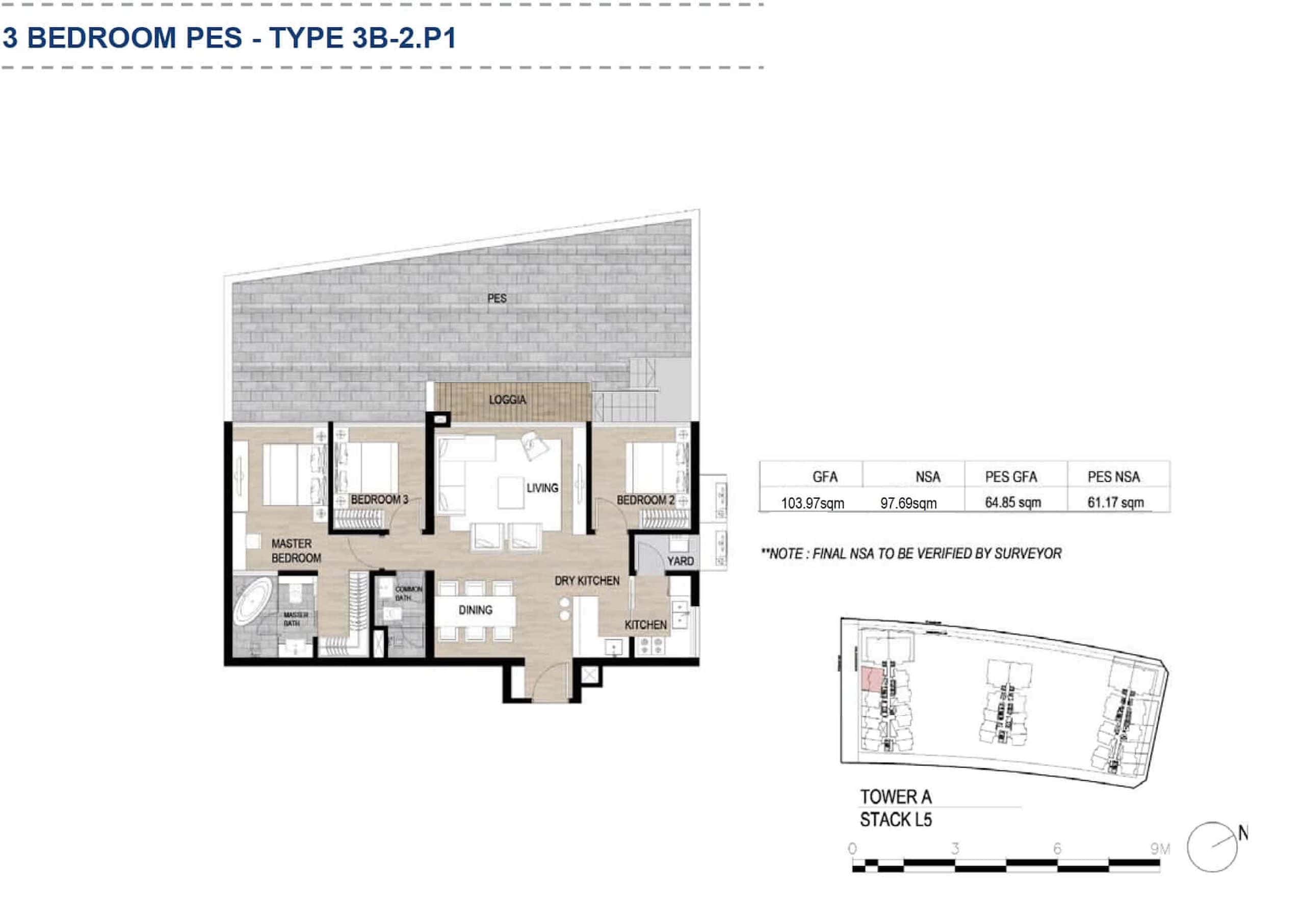 Layout căn 3 phòng ngủ sân vườn The Galleria Metropole phương án 2