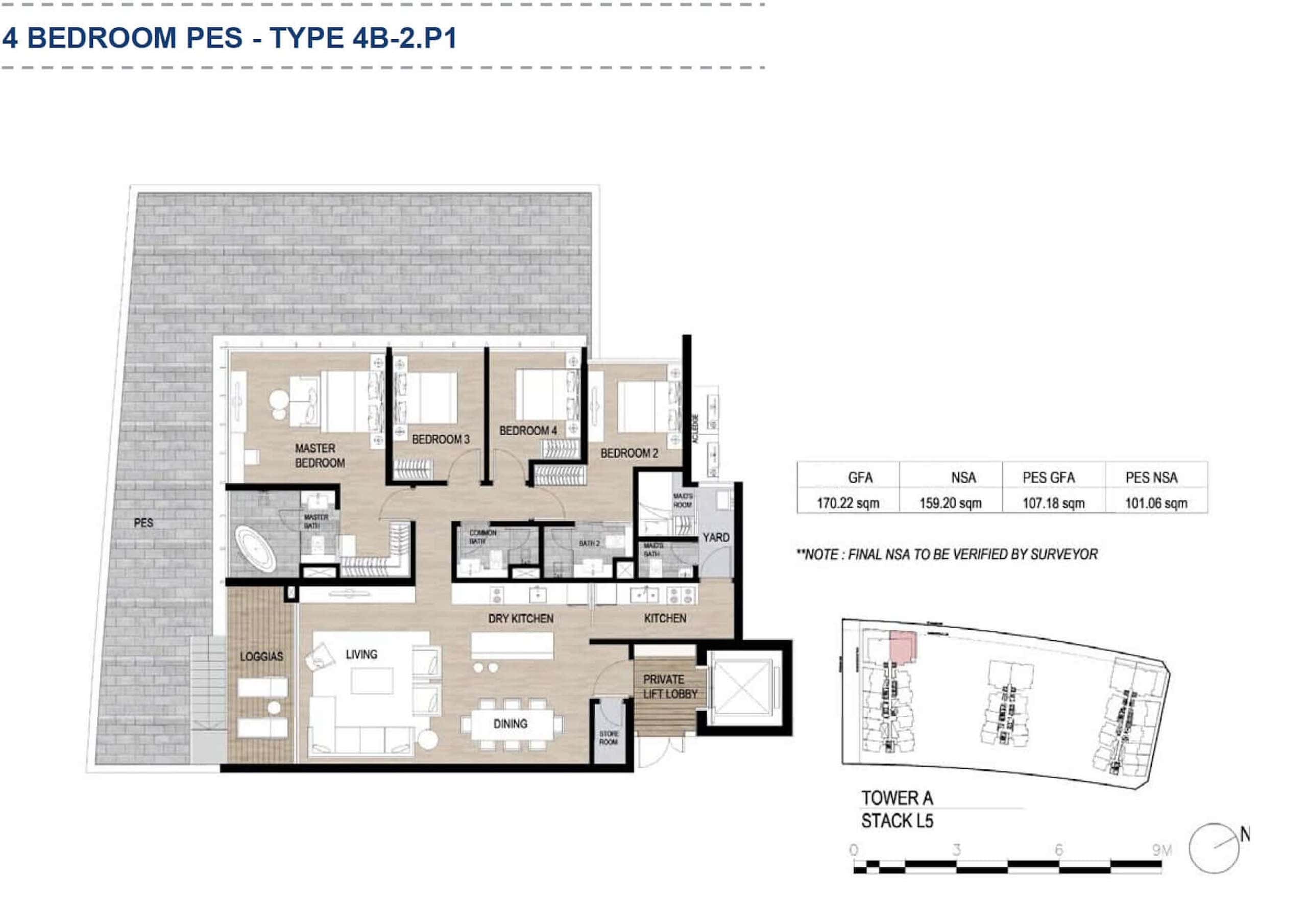 Layout căn 4 phòng ngủ sân vườn The Galleria Metropole phương án 2
