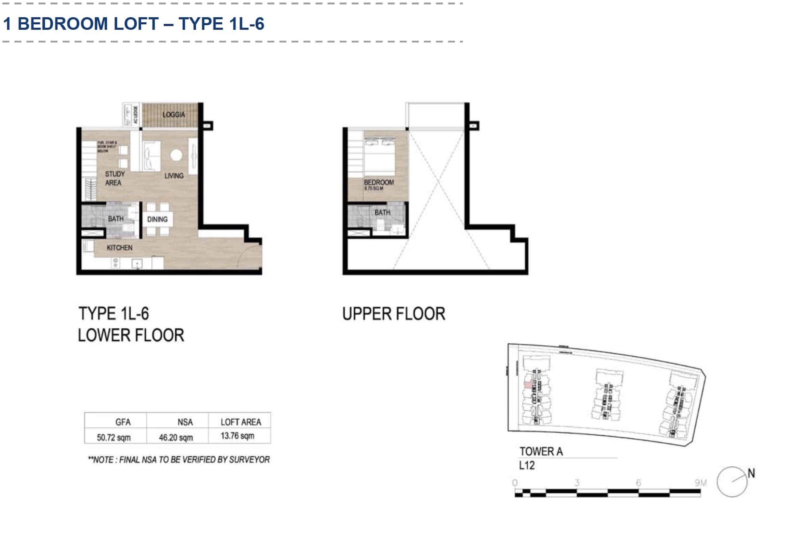 Layout căn hộ Loft 2 phòng ngủ The Galleria Metropole phương án 5
