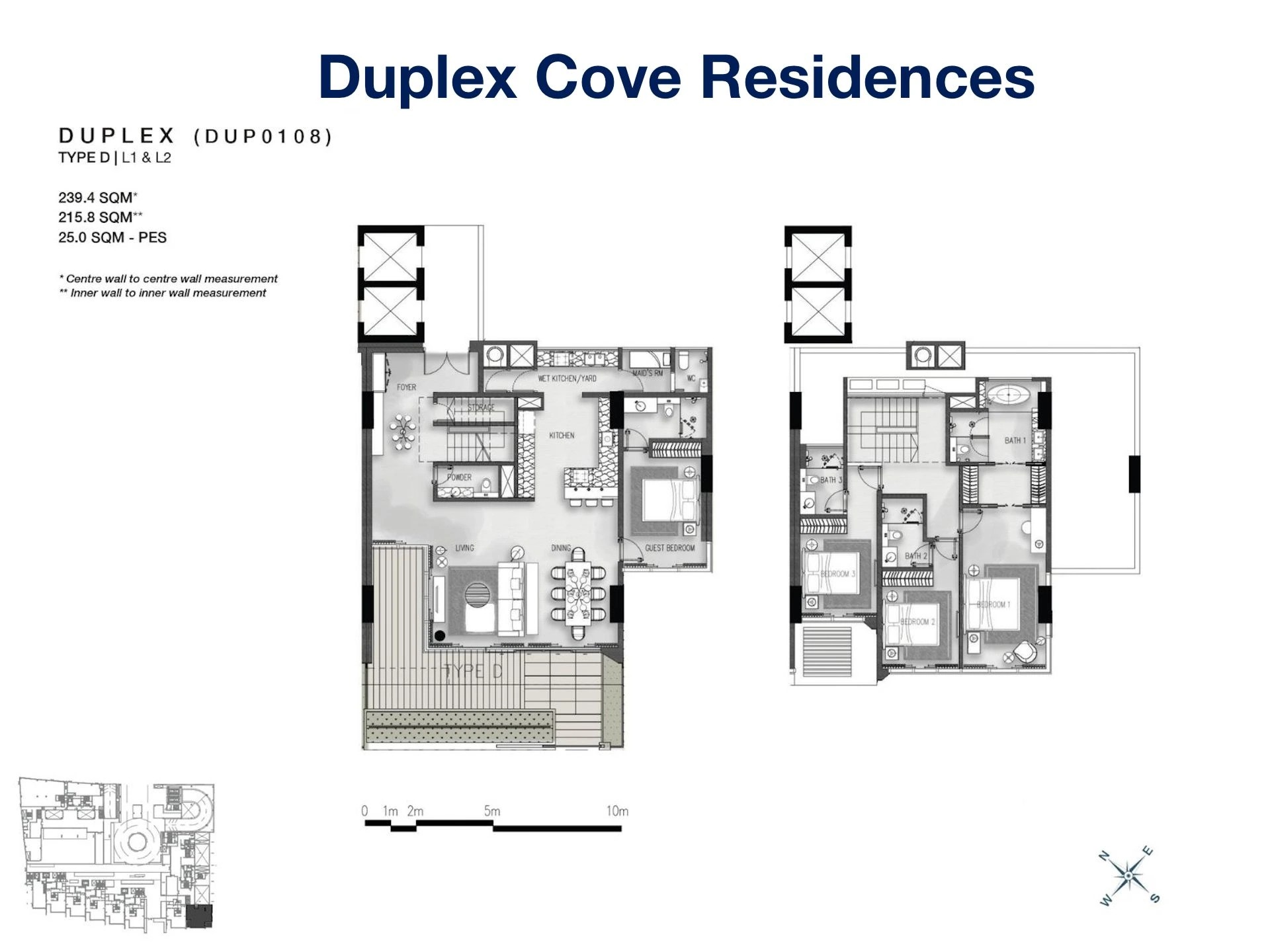 Layout căn hộ Duplex 01.08 Cove Residences Empire City