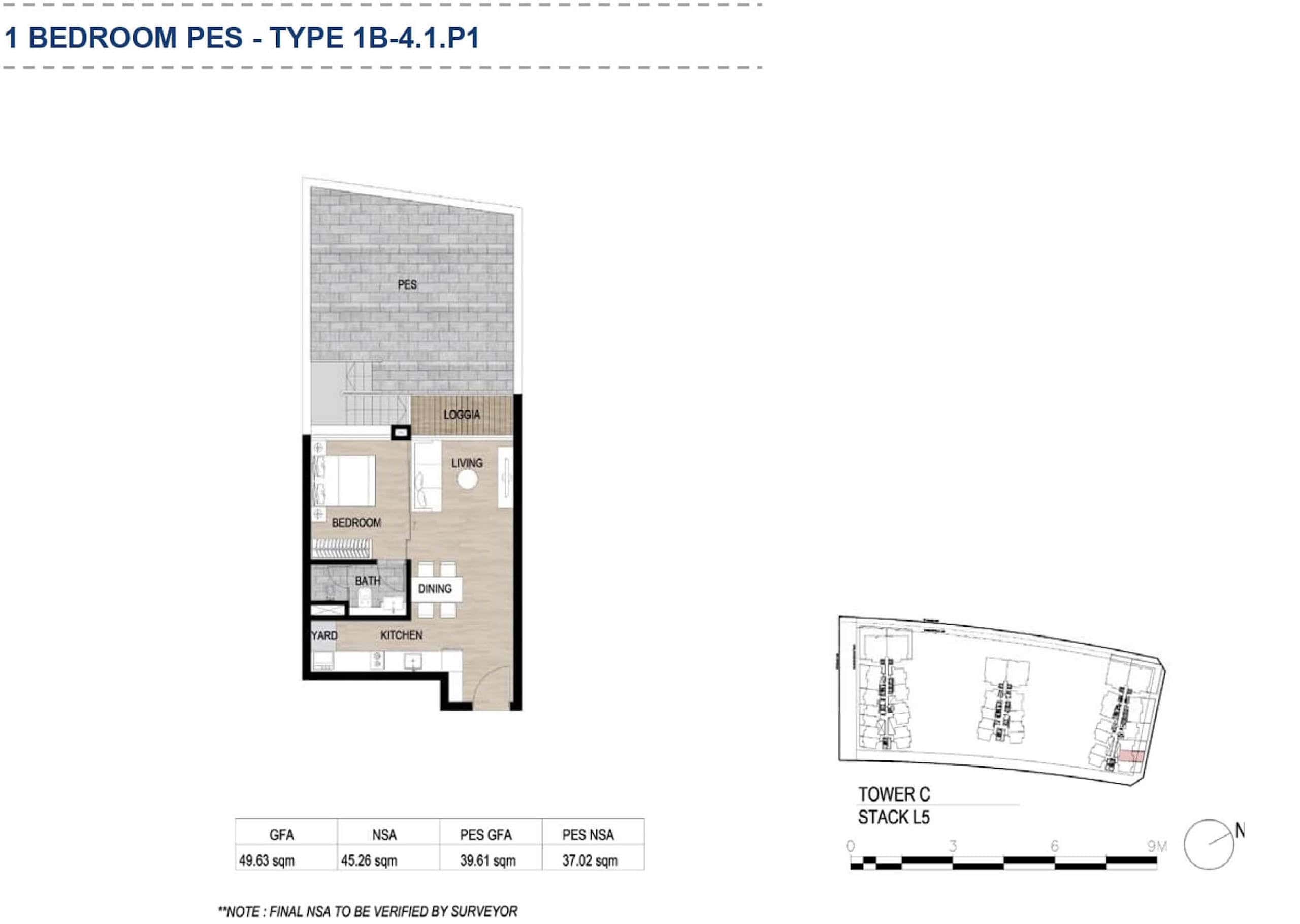 Layout căn 1 phòng ngủ sân vườn The Galleria Metropole phương án 4