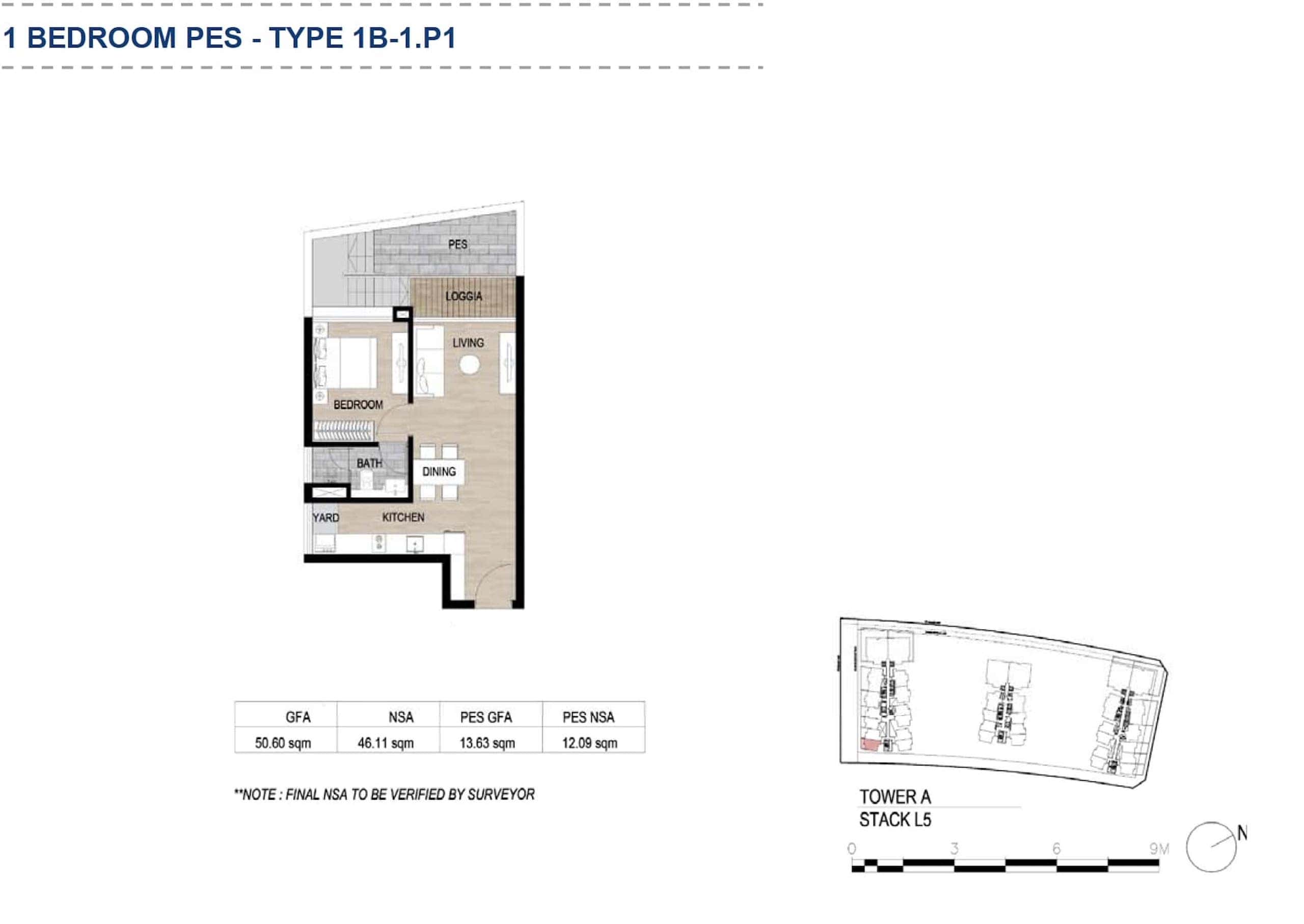 Layout căn 1 phòng ngủ sân vườn The Galleria Metropole phương án 1