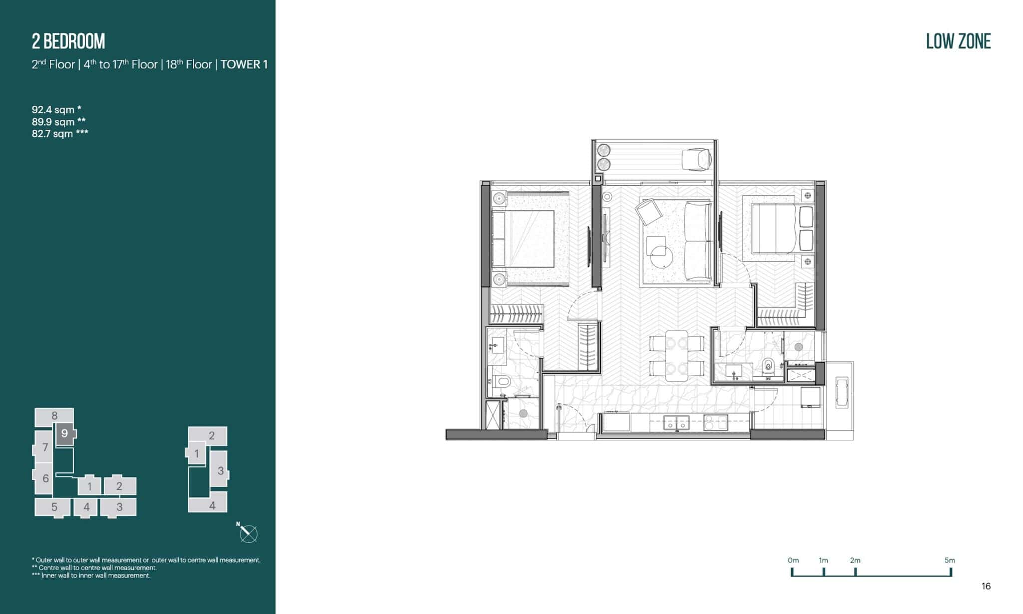 Layout căn 2 phòng ngủ 92m2 căn số 9 Narra Residences Empire City
