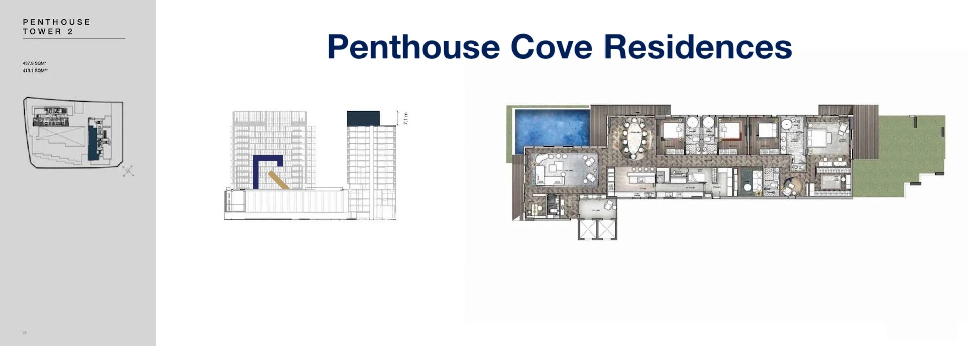 Layout căn hộ Penthouse Tower 2 Cove Residences Empire City