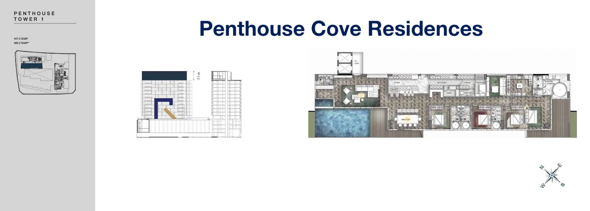 Layout căn hộ Penthouse Tower 1 Cove Residences Empire City