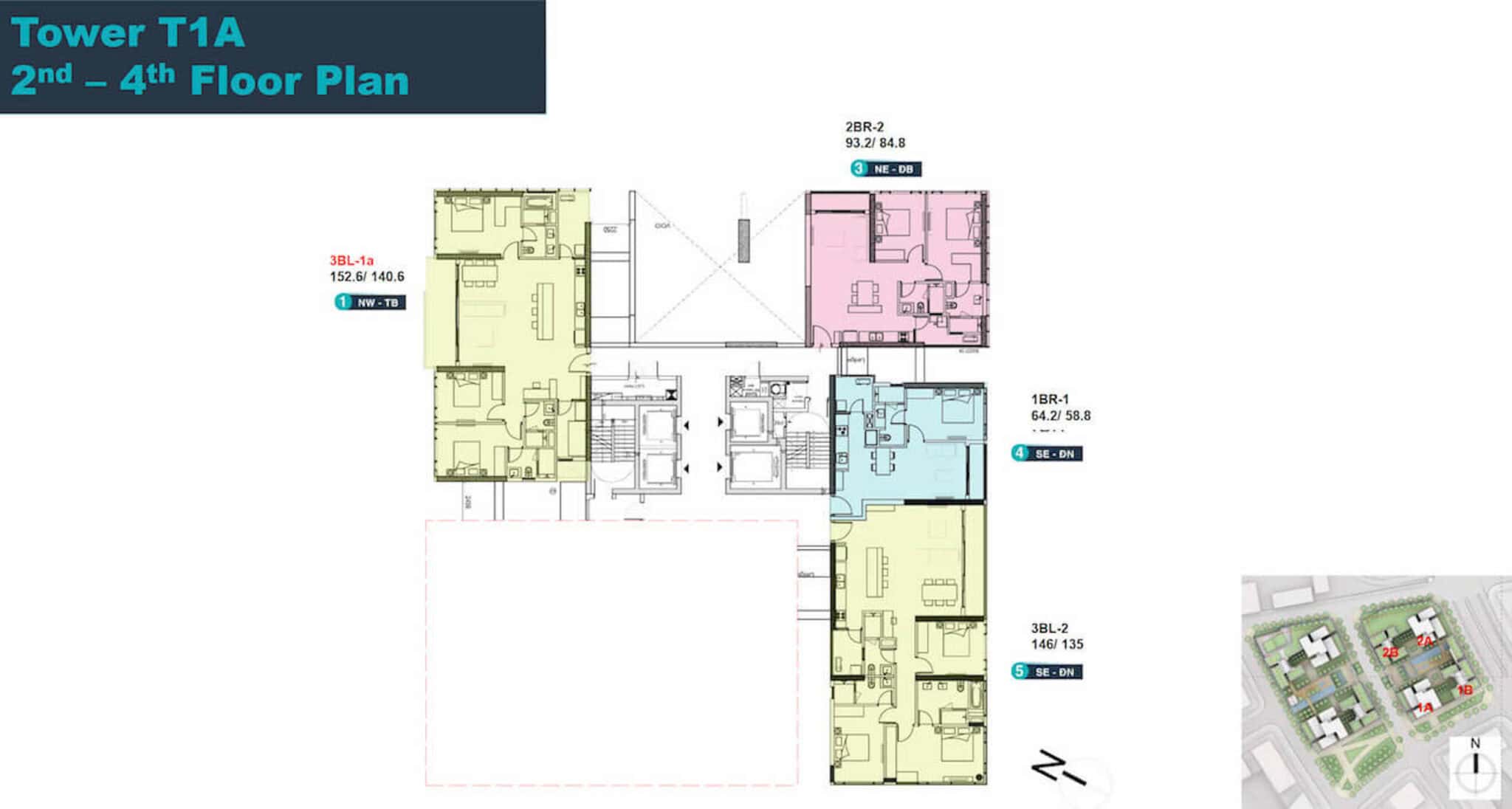 Mặt bằng tầng 2-4 tòa T1A Linden Residences Empire City