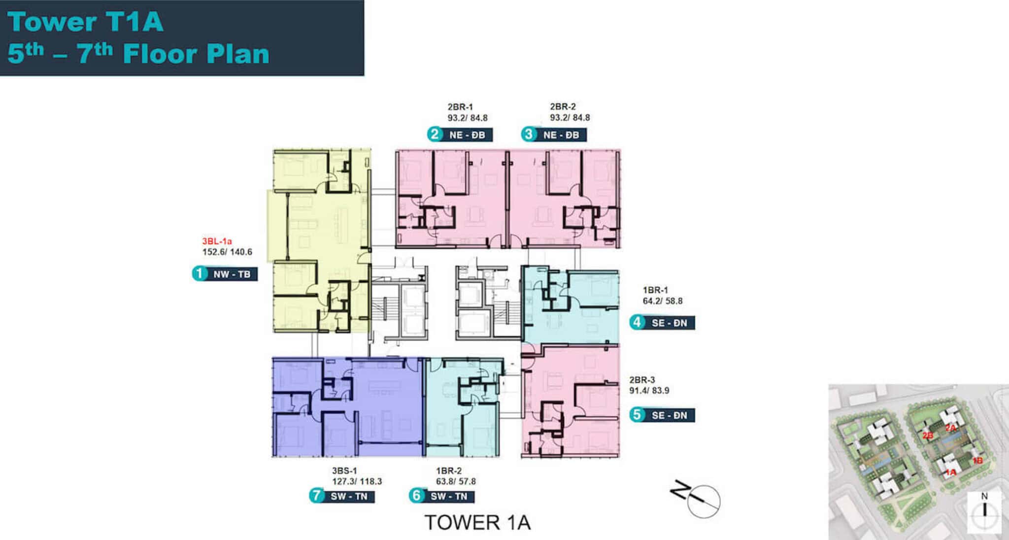 Mặt bằng tầng 5-7 tòa T1A Linden Residences Empire City