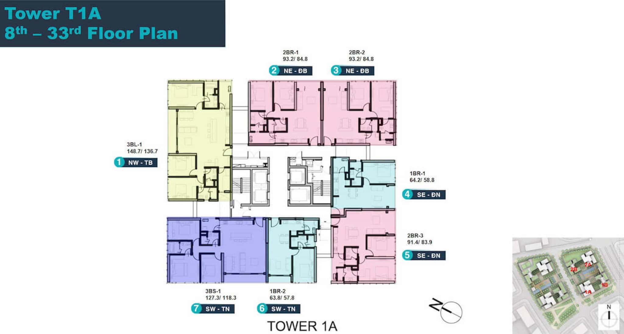Mặt bằng tầng 8-33 tòa T1A Linden Residences Empire City