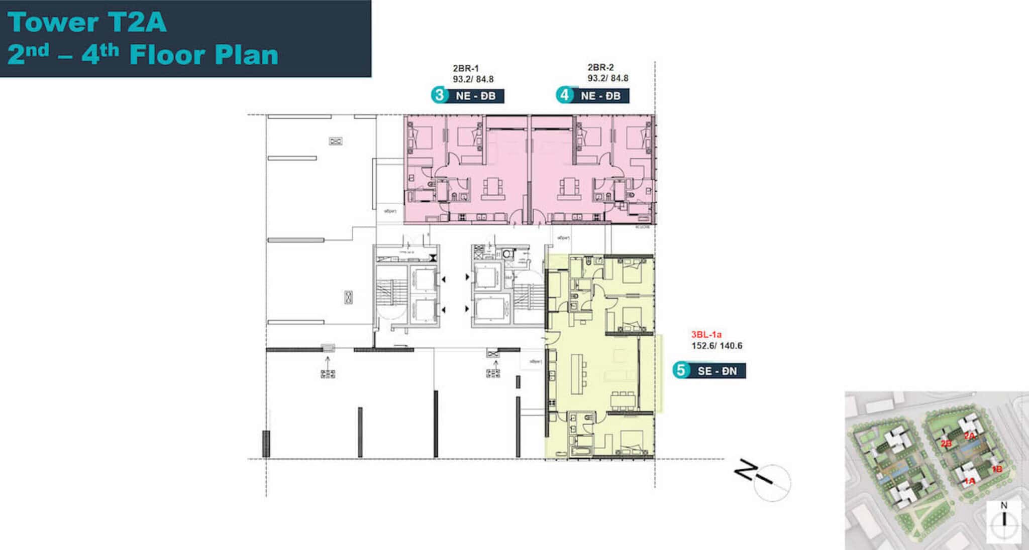 Mặt bằng tầng 2-4 tòa T2A Linden Residences Empire City