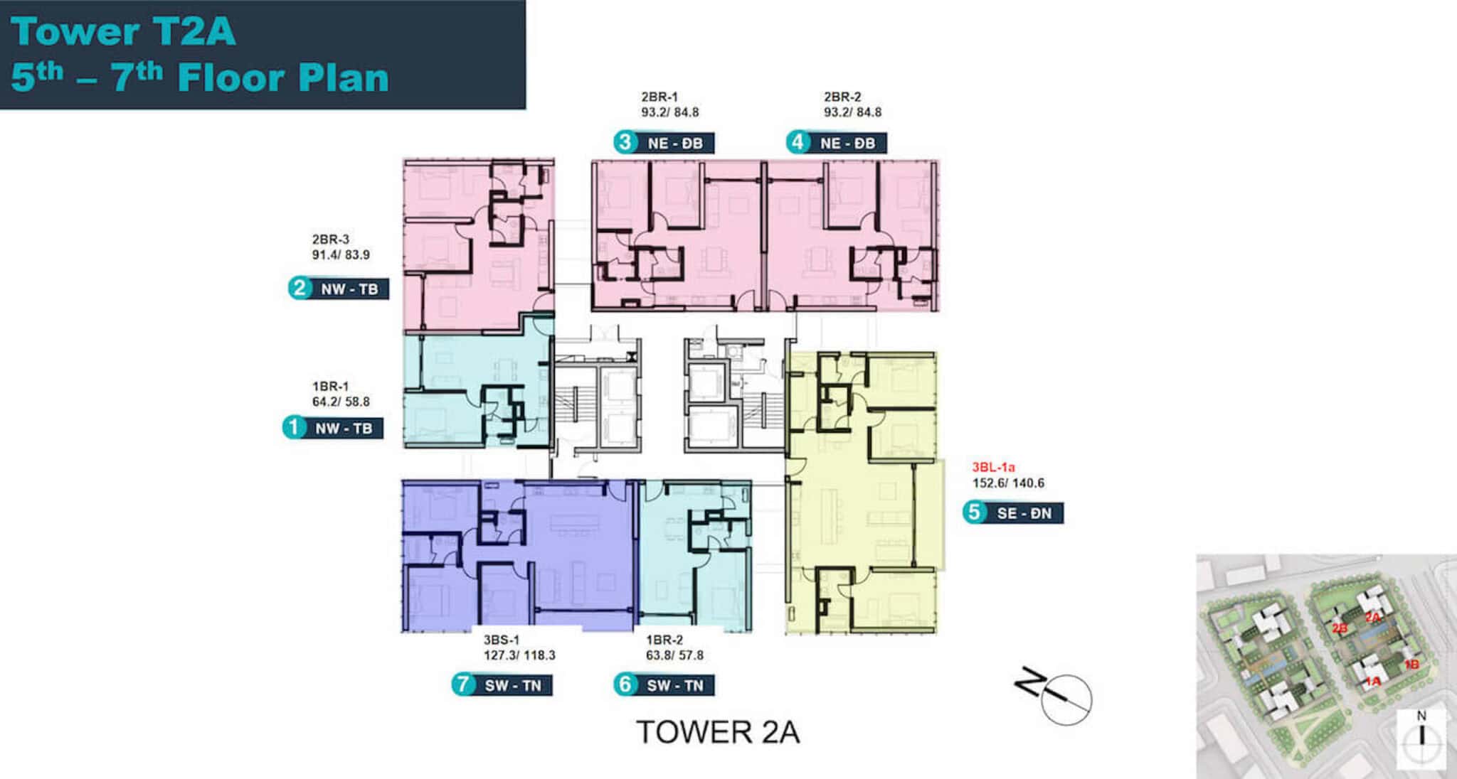 Mặt bằng tầng 5-7 tòa T2A Linden Residences Empire City