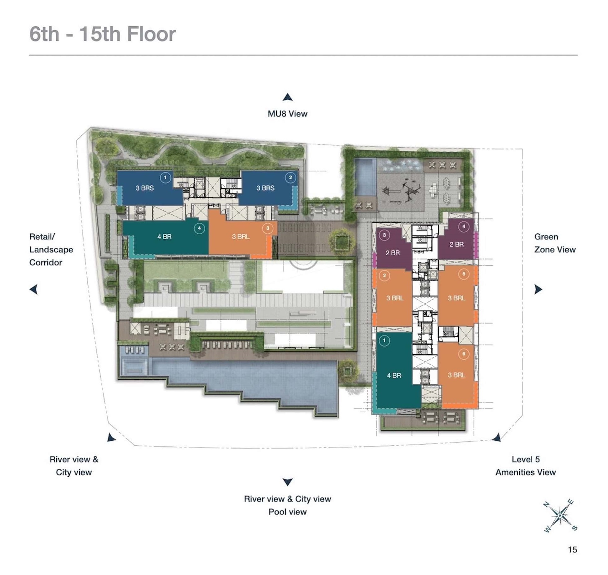 Mặt bằng căn hộ Cove Residences Empire City tầng 6-15