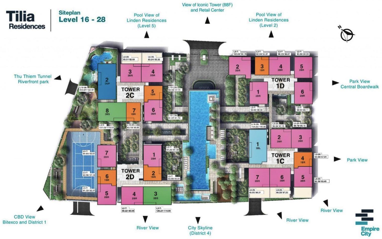 Mặt bằng căn hộ Tilia Empire City tầng 16-28