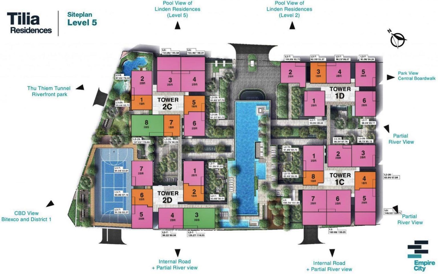 Mặt bằng căn hộ Tilia Empire City tầng 5