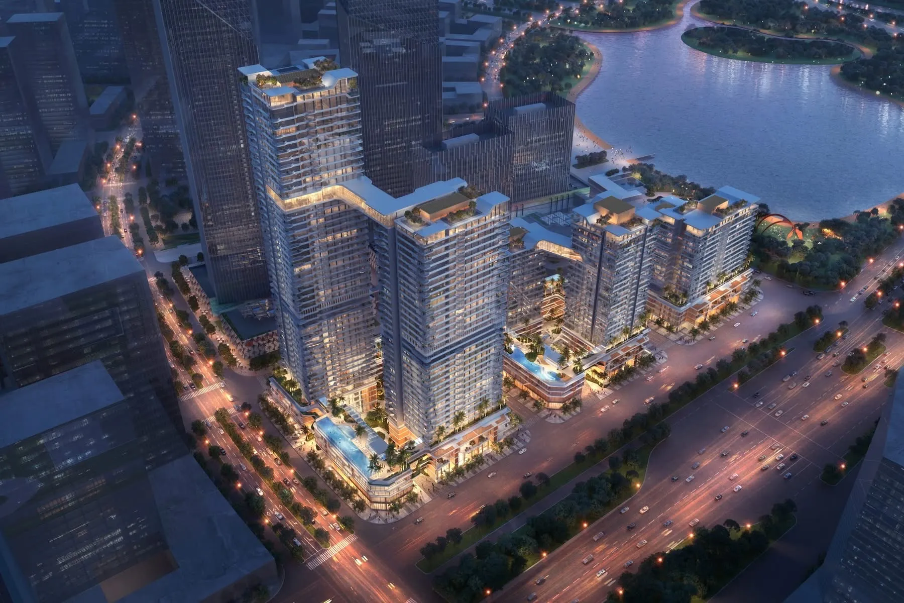 Khối căn hộ Lotte Eco Smart City về đêm