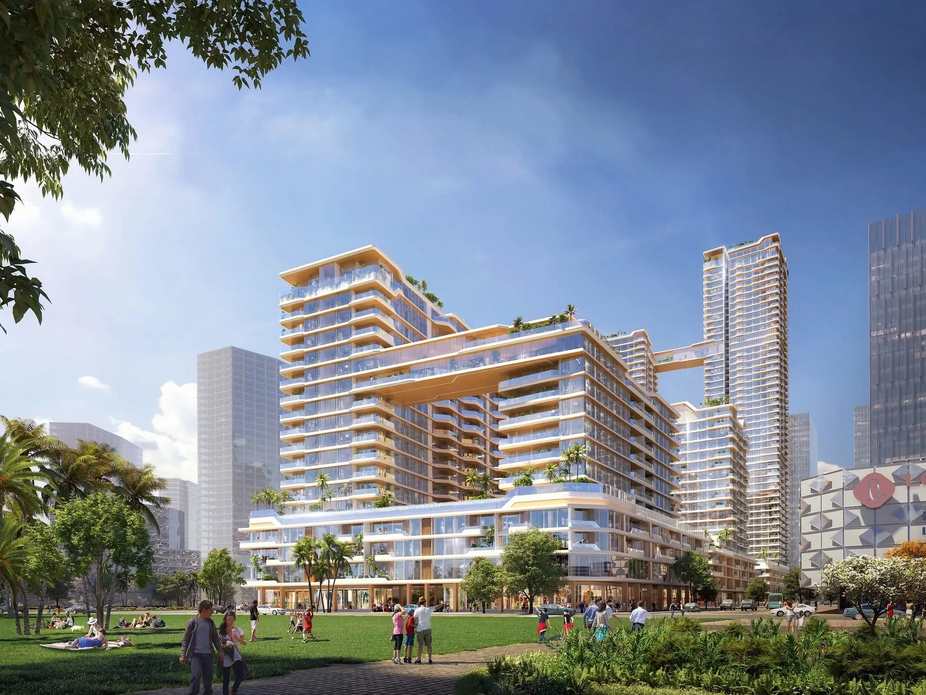 Khối căn hộ Lotte Eco Smart City nhìn từ công viên