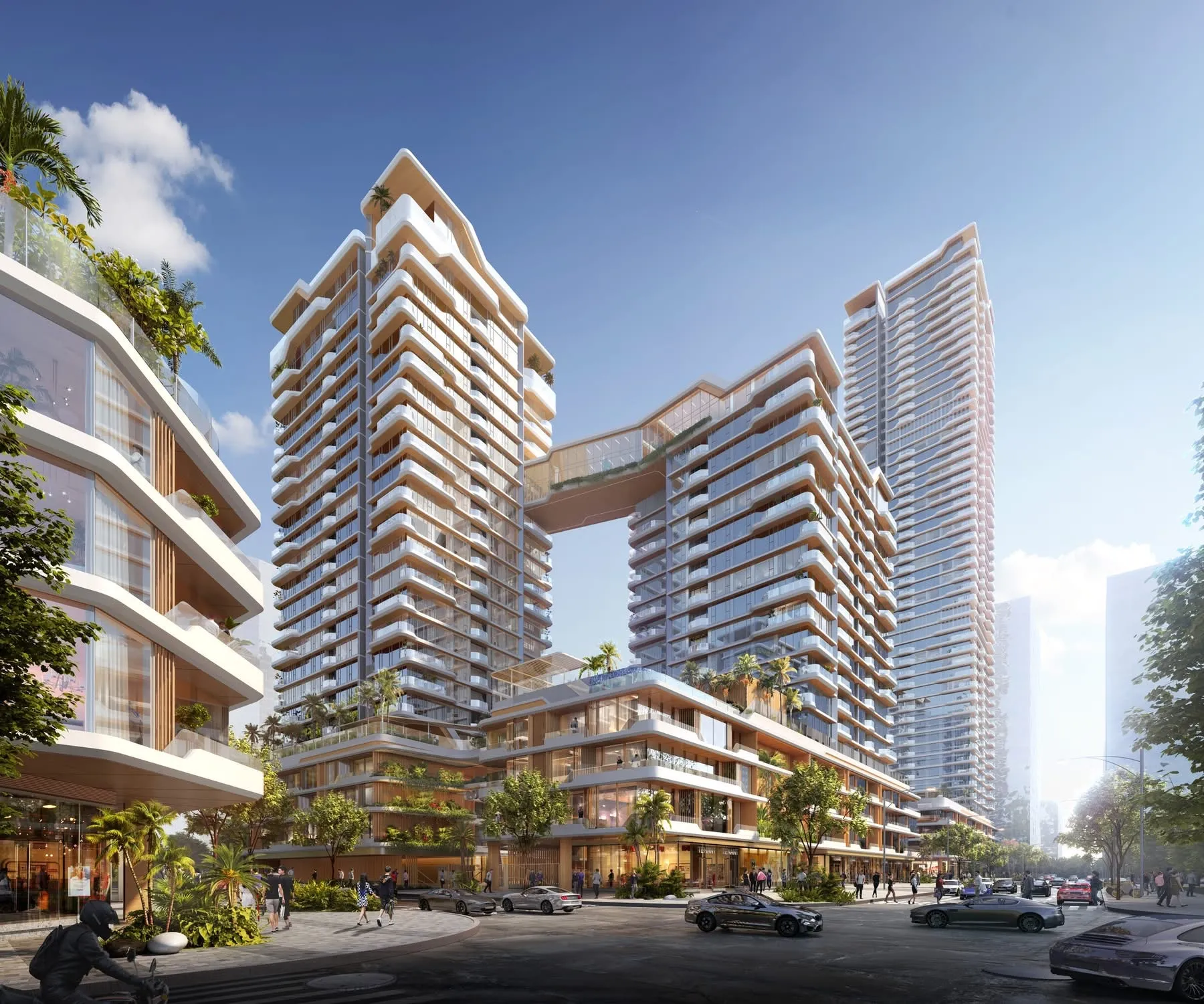 Tháp căn hộ và cầu nối trên cao Lotte Eco Smart City
