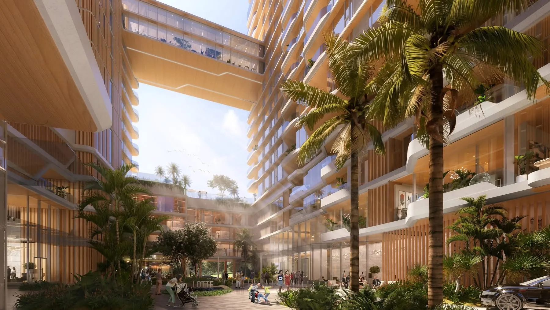Sân trong xanh giữa các tháp căn hộ Lotte Eco Smart City