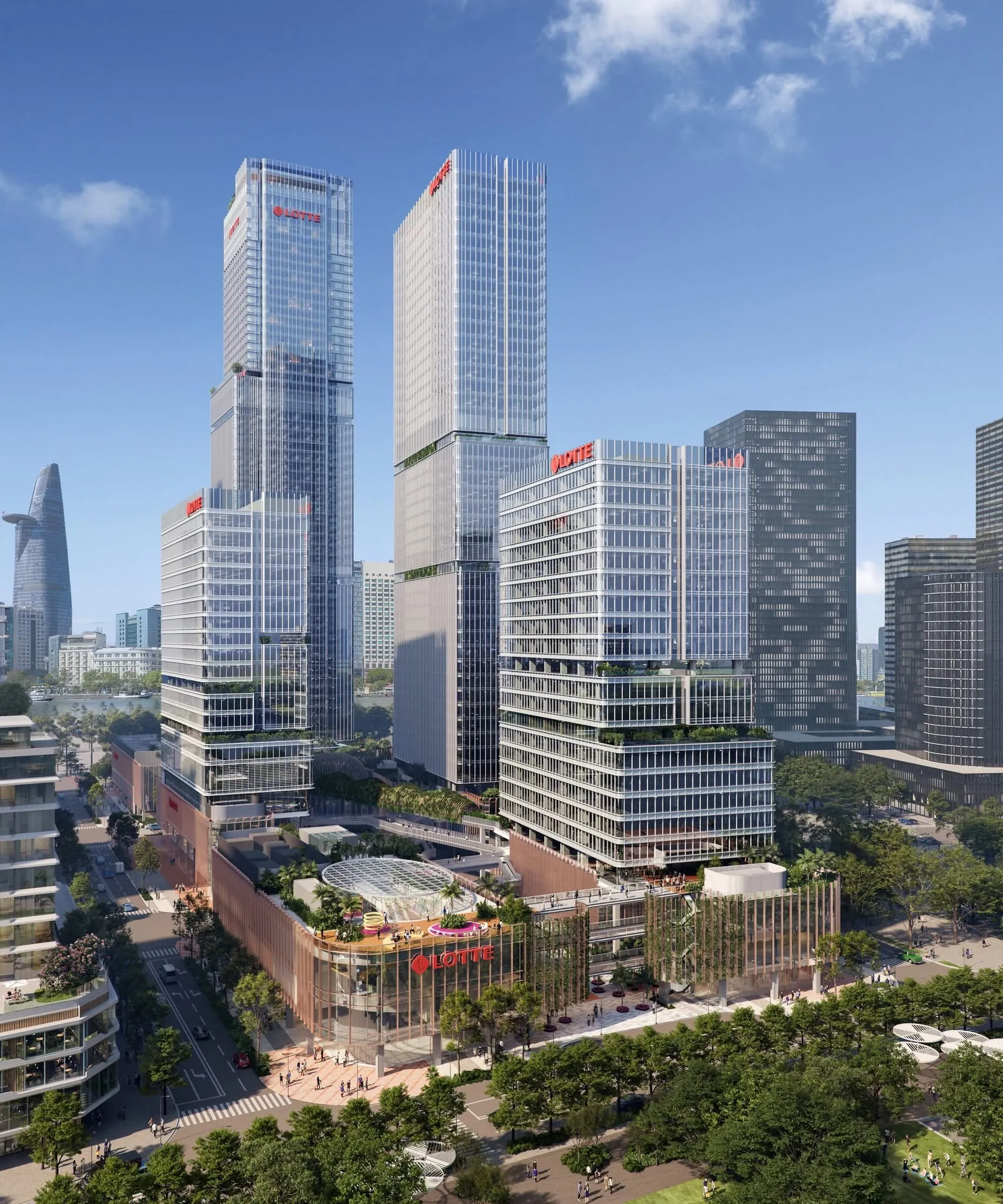 Quần thể tháp Lotte Eco Smart City nhìn từ Quận 1