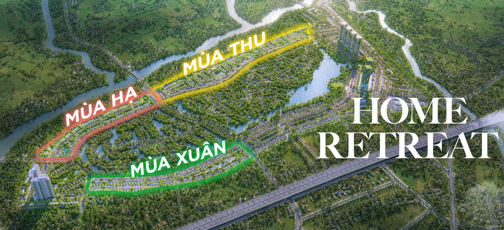 Mặt bằng 3 phân khu Home Retreat: Mùa Xuân, Mùa Hạ, Mùa Thu – Eco Retreat