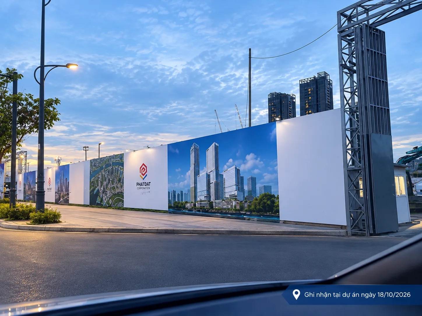 Hàng rào công trường dự án Lotte Eco Smart City Thủ Thiêm với bảng phối cảnh của Phát Đạt, ghi nhận ngày 18/10/2026