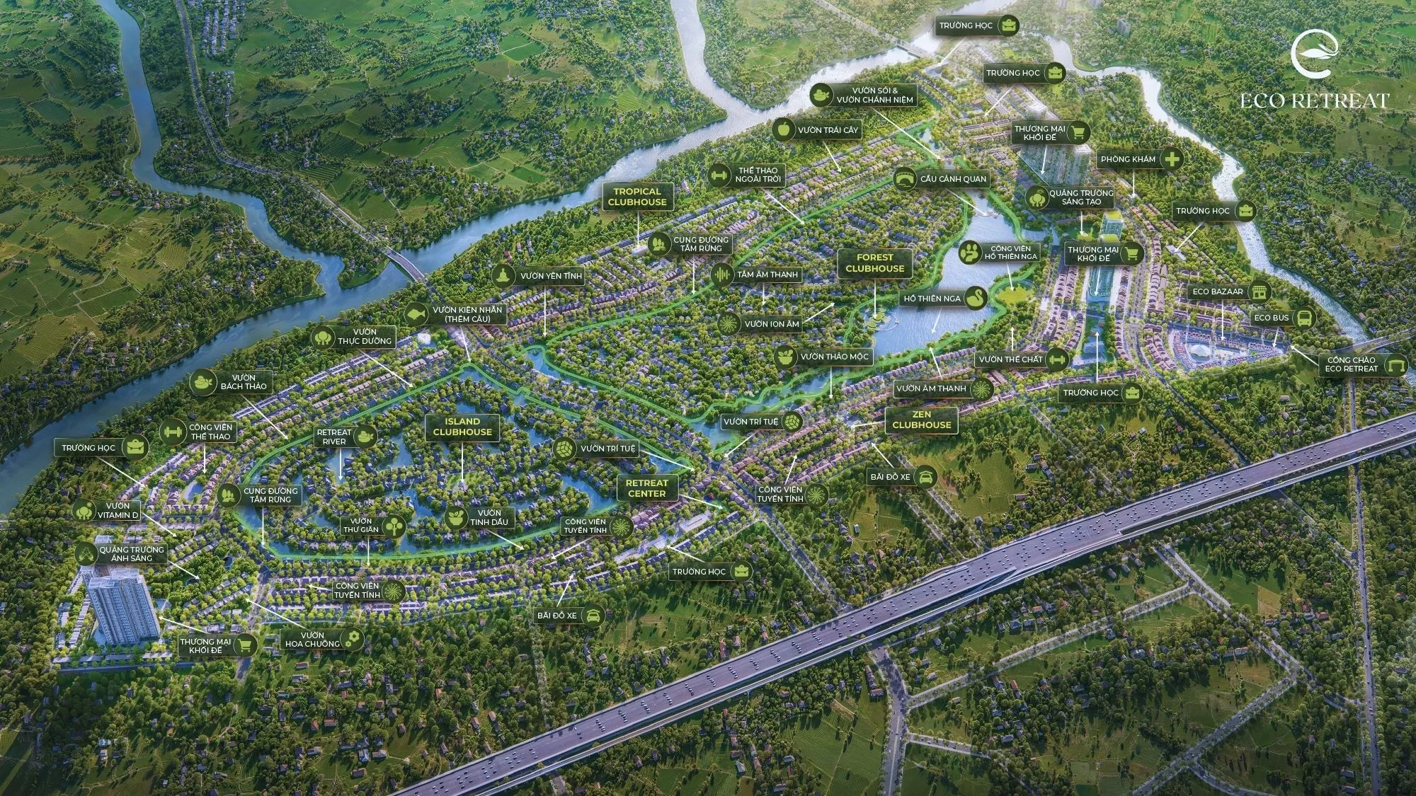 Mặt bằng tiện ích tổng thể Eco Retreat
