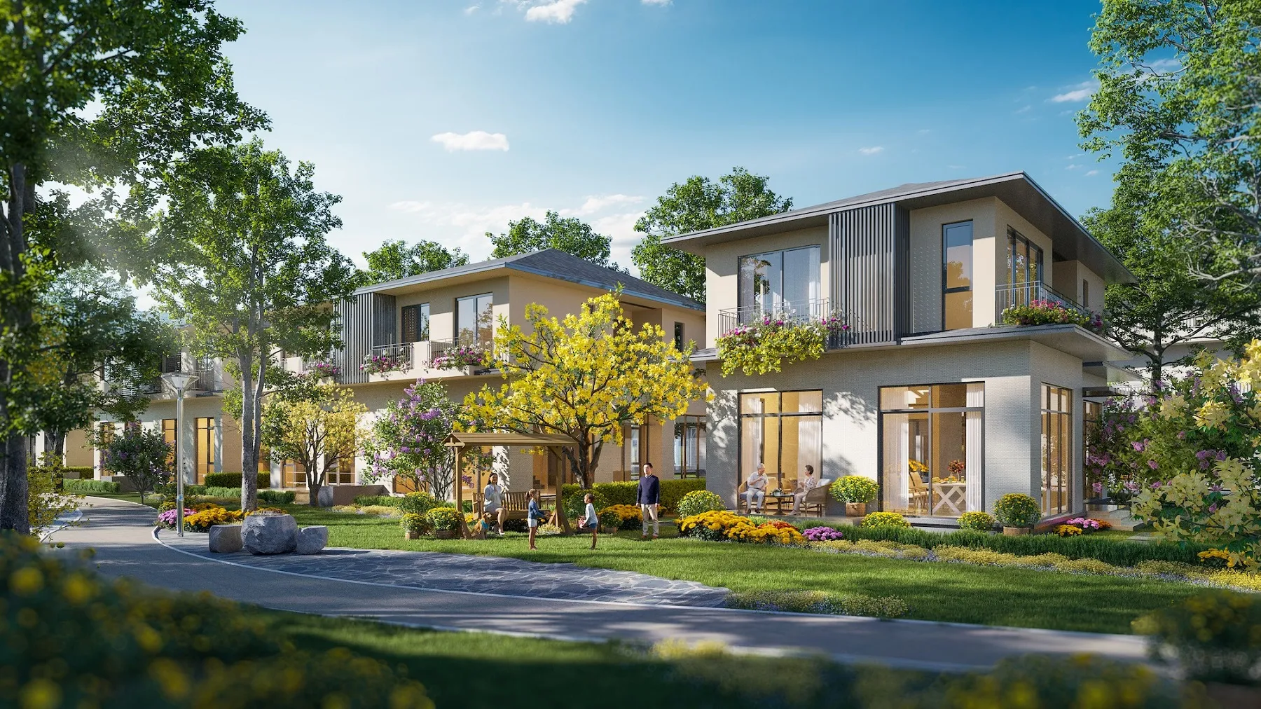 Phối cảnh biệt thự song lập phân khu Rừng Phượng – Eco Retreat