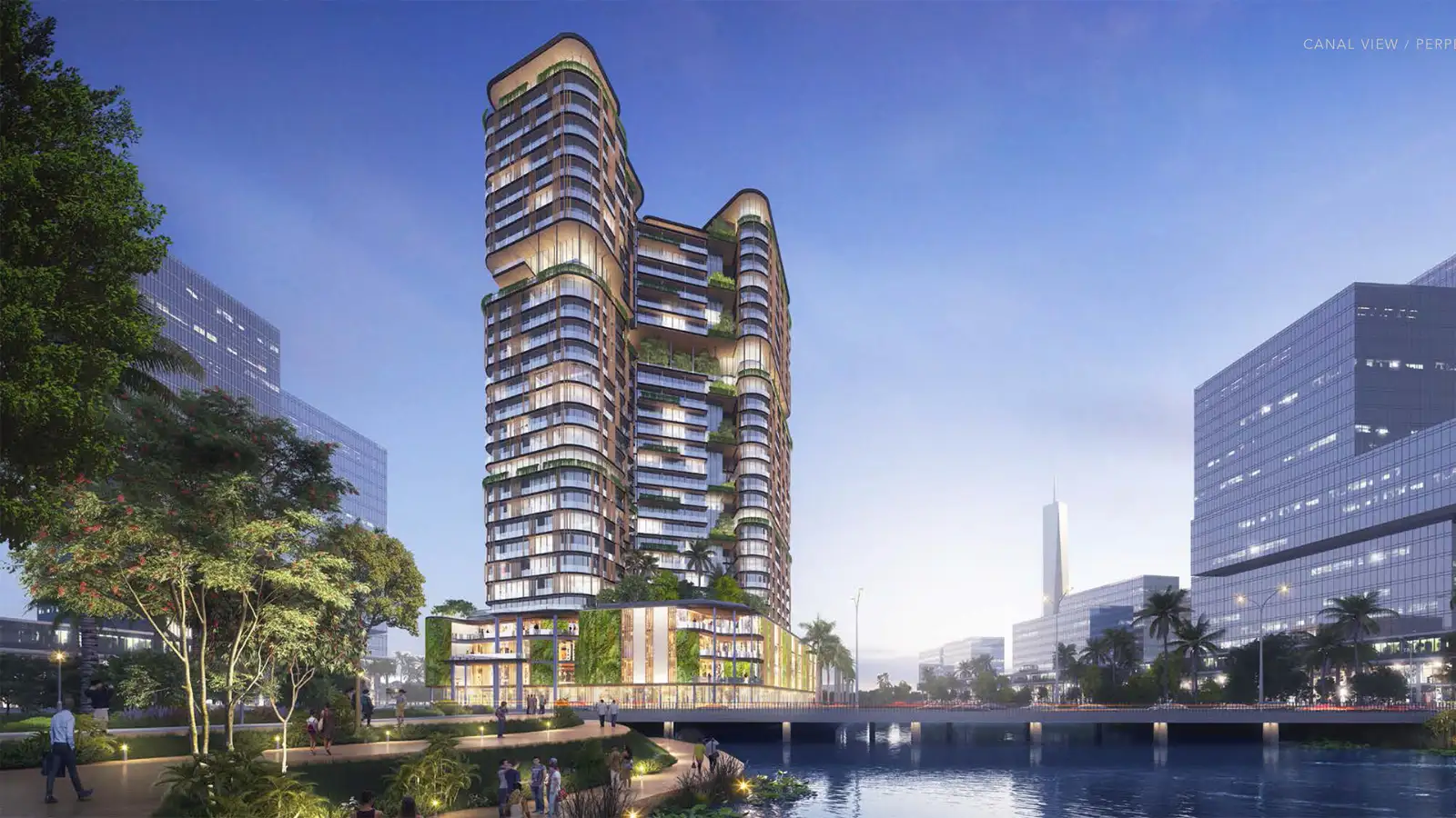 Phối cảnh The Skye Thủ Thiêm bên sông Sài Gòn