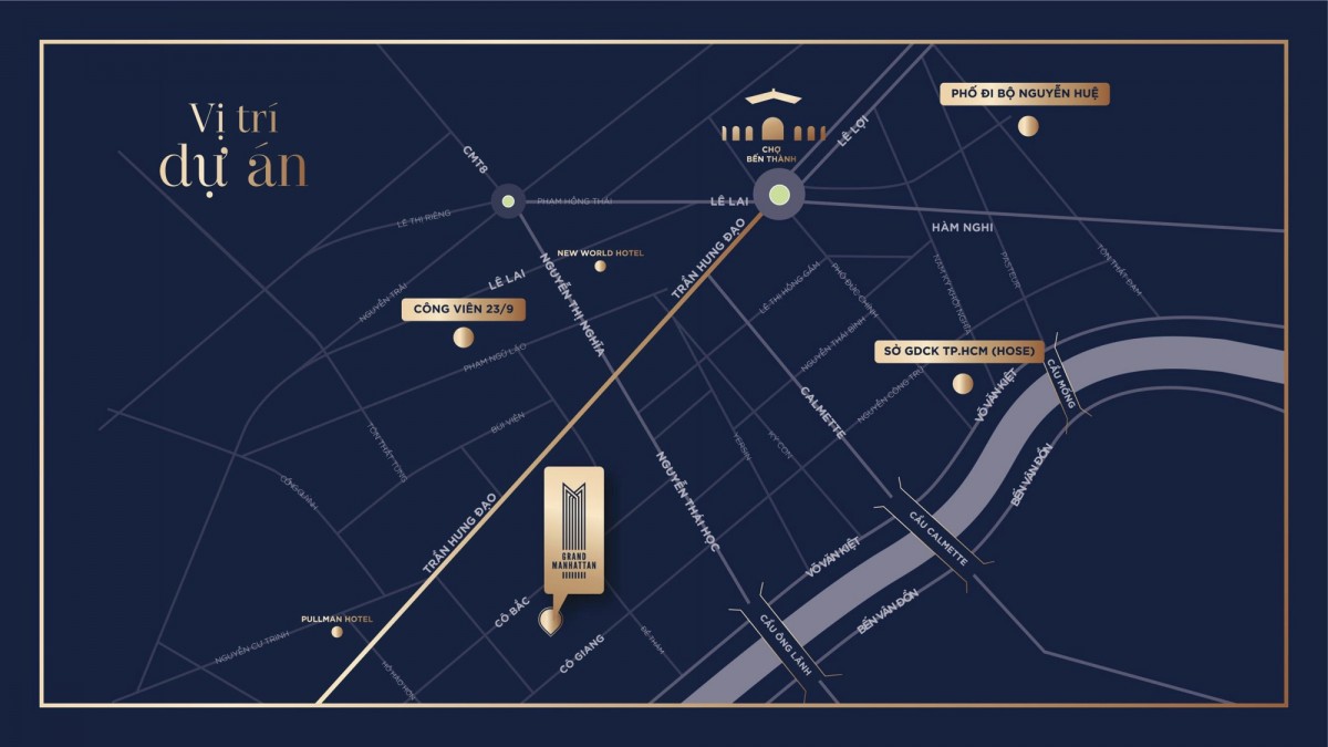 Vị trí dự án The Grand Manhattan 100 Cô Giang Quận 1